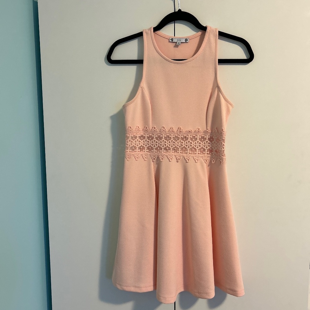 iris Mini Dress A-Line Skirt Lace Cut-out Pink Size Medium